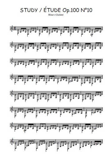 Op.100 Etude N°10 Partitions gratuites